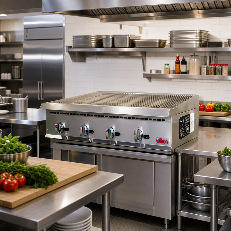Product image #2 for IKON Cooking 48-Inch Natural Gas Radiant Charbroiler with 4 Burners