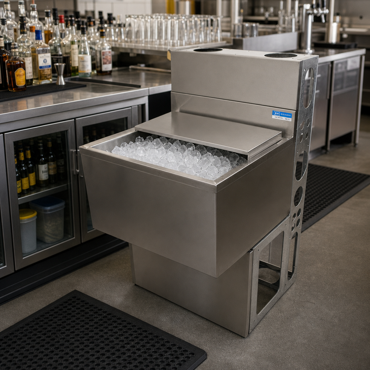 Product image #3 for BK Resources 31-Inch Underbar Ice Bin with 7-Circuit Cold Plate, 120 lb Capacity
