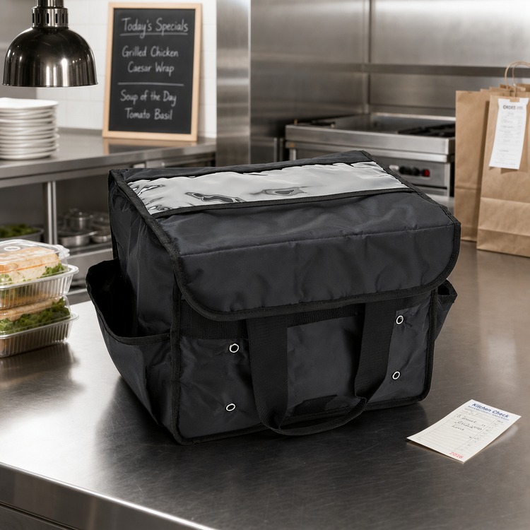 Product image #2 for Deluxe Ventilated Sandwich Delivery Bag, 15 x 9 x 12 Inches, Black Nylon