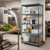 Thumbnail image #2 for Quantum 4-Tier Stationary Wire Shelving Unit with Plastic Mats, 42 x 14 x 86 Inches, Green Epoxy Coated