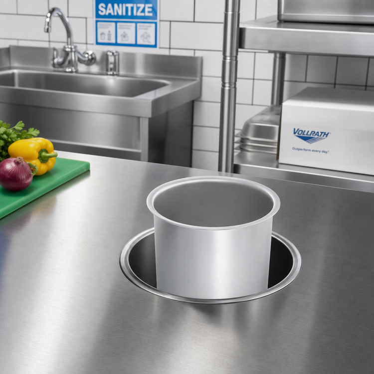 Product image #2 for Vollrath Round 22-Gauge Stainless Steel Garbage Waste Chute, 6-9/16 x 5 Inch Deep