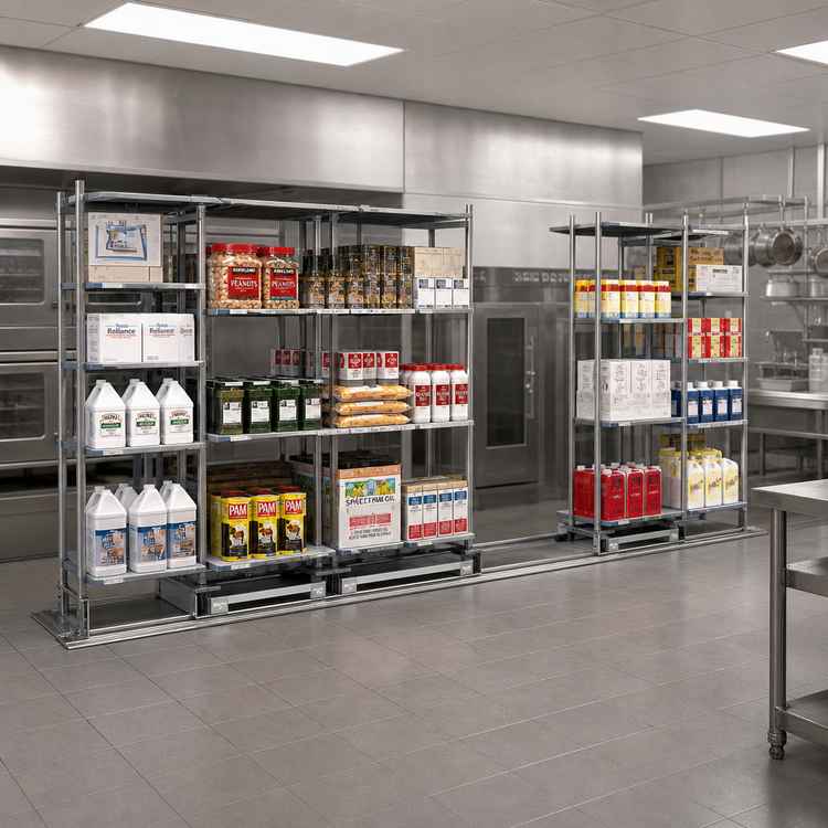 Product image #2 for MetroMax i Double-Deep qwikTRAK 24-Inch Deep Mobile Unit Kit for Floor Track Shelving