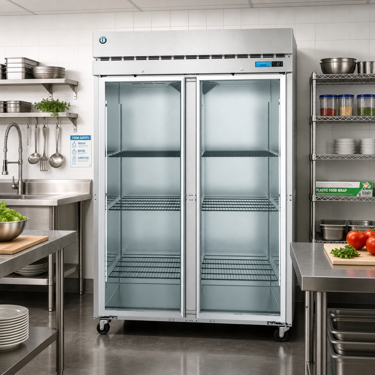 Product image #2 for Hoshizaki Steelheart F2A-FG Two-Section Full Glass Door Reach-In Freezer, 50.37 Cu. Ft., Top-Mounted Self-Contained Refrigeration