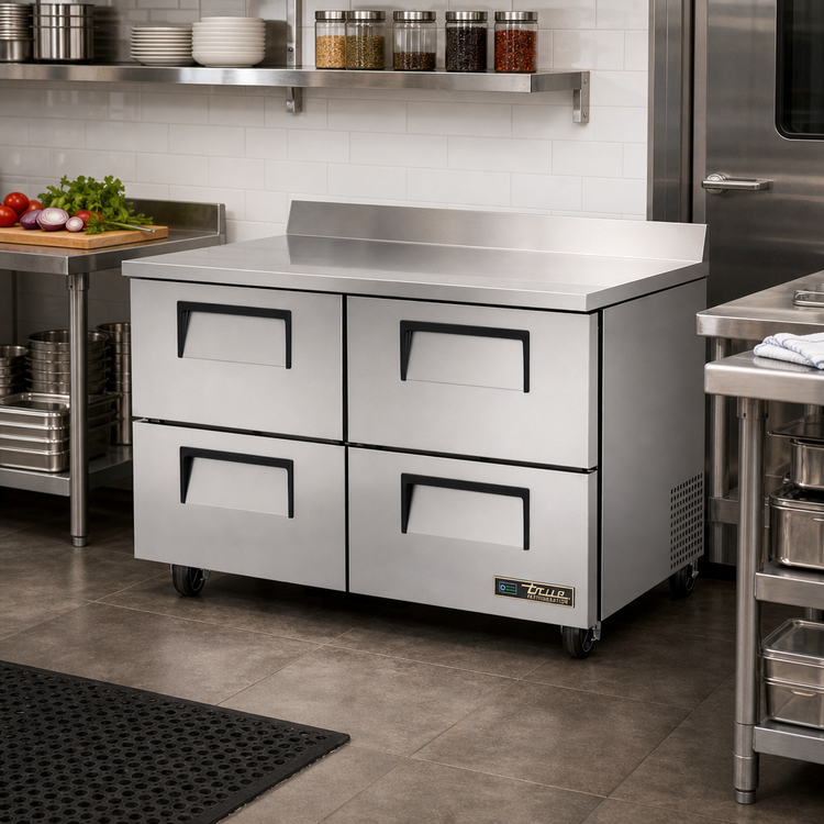 Product image #2 for True TWT-48D-4-HC 48-Inch Two-Section Drawered Worktop Refrigerator, 4 Drawers, Self-Contained R290, Stainless Steel
