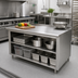 Thumbnail image #2 for Advance Tabco 84-Inch x 24-Inch Open Front Cabinet Base Work Table with Mid-Shelf, 14 Gauge 304 Stainless Steel Top and 1-1/2-Inch Rear Up-Turn