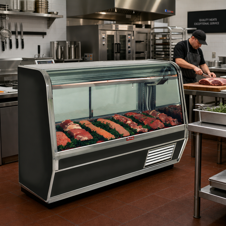 Product image #2 for Howard-McCray 32E Series 50-Inch Curved Glass Self-Contained Red Meat Service Case with LED Lighting