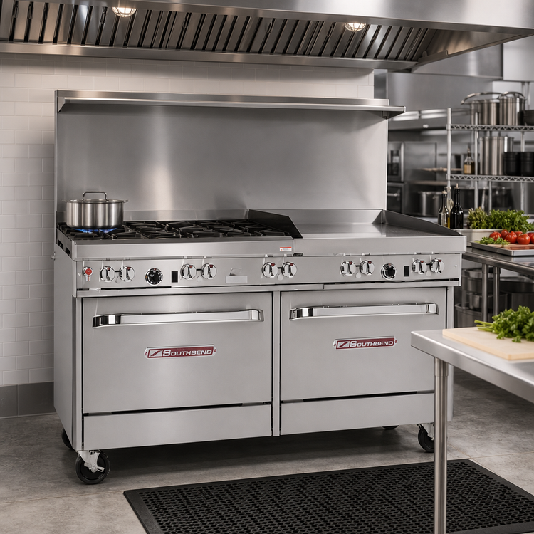 Product image #2 for Southbend Ultimate 60-Inch Gas Restaurant Range with 6 Open Burners, 24-Inch Griddle/Broiler and 2 Standard Ovens