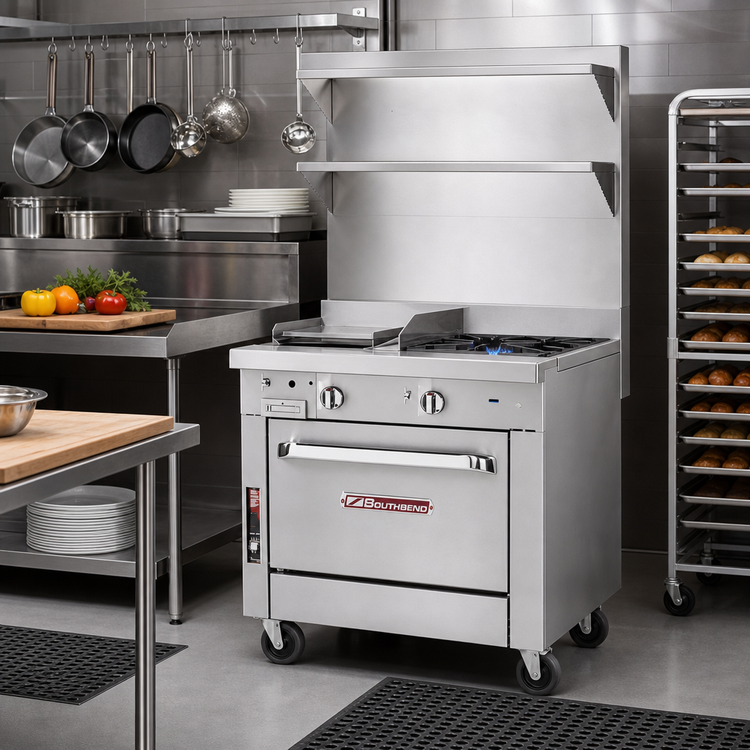 Product image #2 for Southbend Platinum 36-Inch Heavy Duty Gas Range with 2 Open Burners, 2 Hot Tops, and 1 Convection Oven