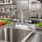Thumbnail image #2 for Krowne Royal Series 15-325L Commercial Manual Faucet, Deck-Mount, 4-Inch Centers, 3-1/2-Inch Gooseneck, Chrome, Low Lead Case of 12