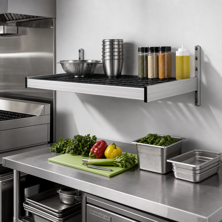 Product image #2 for Fermod Vented Wall-Mounted Shelving Unit, 26W x 14D, Deep Anodized Aluminum
