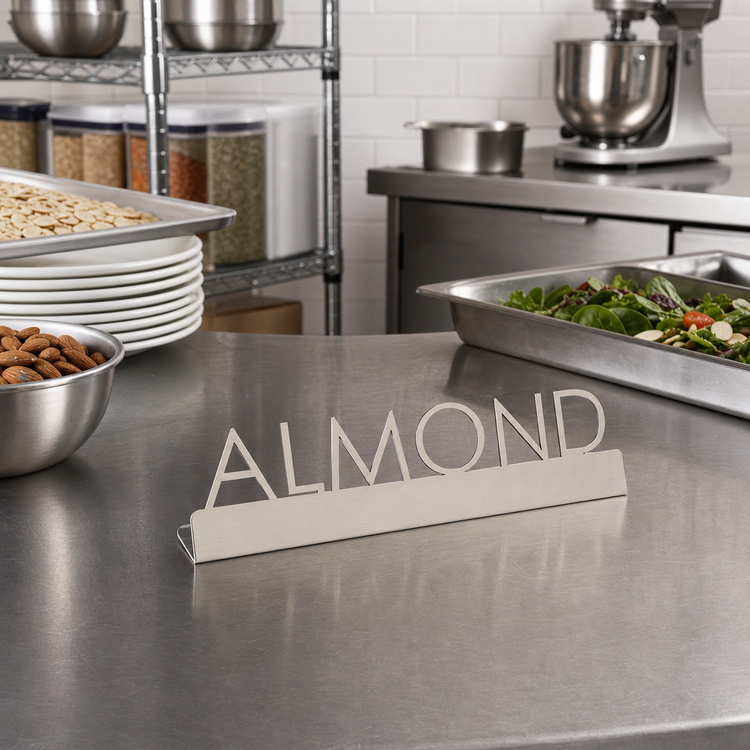 Product image #3 for American Metalcraft Almond Stainless Steel Table Sign, 1-1/4 Inch High