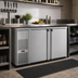 Thumbnail image #2 for Pro-Line E-Series 59-1/2 Inch Two-Section Self-Contained Refrigerated Back Bar Cabinet, Stainless Steel, Solid Doors
