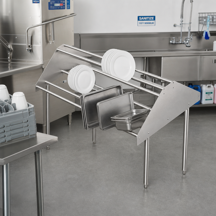 Product image #2 for John Boos Double-Sided Tubular Sorting Shelf for Soiled Dish Tables, 72 x 30-1/2 x 32 Inches