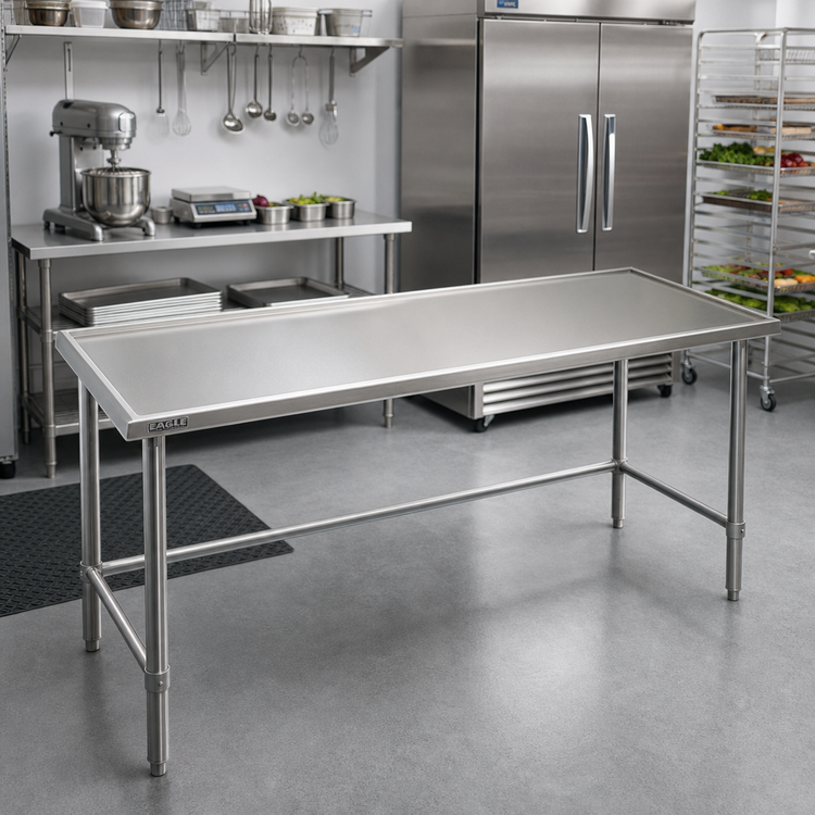 Product image #2 for Eagle Spec-Master Marine Series 120-Inch x 24-Inch 14-Gauge Stainless Steel Work Table with Open Base