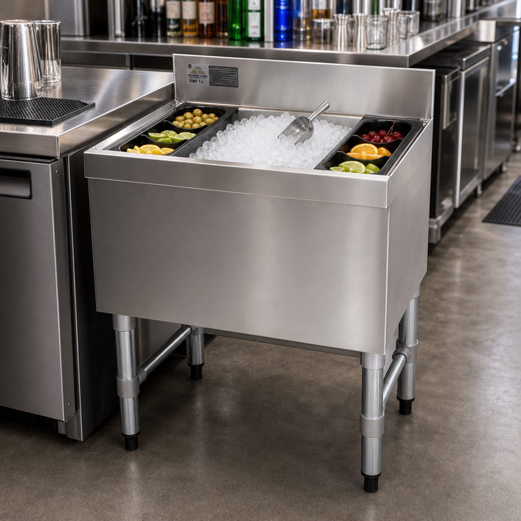 Product image #2 for Advance Tabco Special Value 30-Inch Stainless Steel Cocktail Unit with 12-Inch Deep Ice Bin and 7-Circuit Cold Plate
