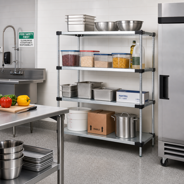 Product image #2 for Quantum Solid Shelving Starter Kit, 72"W x 14"D x 54"H, 4-Shelf Stationary Unit