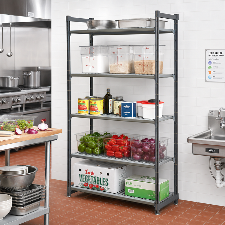 Product image #2 for Cambro Camshelving Basics Plus 18" D x 54" L x 84" H 5-Tier Stationary Starter Shelving Unit