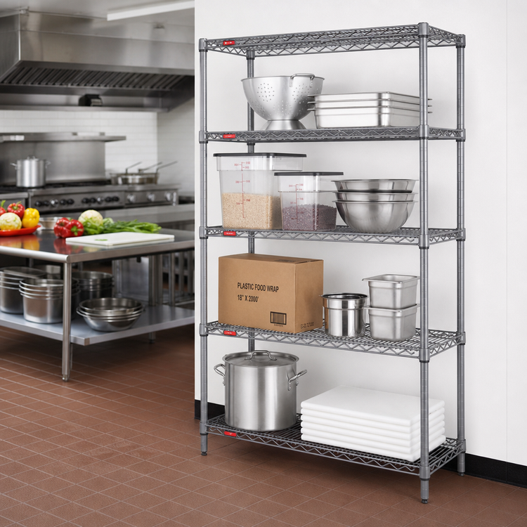 Product image #2 for Eagle Valu-Master 4-Tier Wire Shelving Starter Unit, 48 x 21 x 63 Inches, Pewter Gray Epoxy
