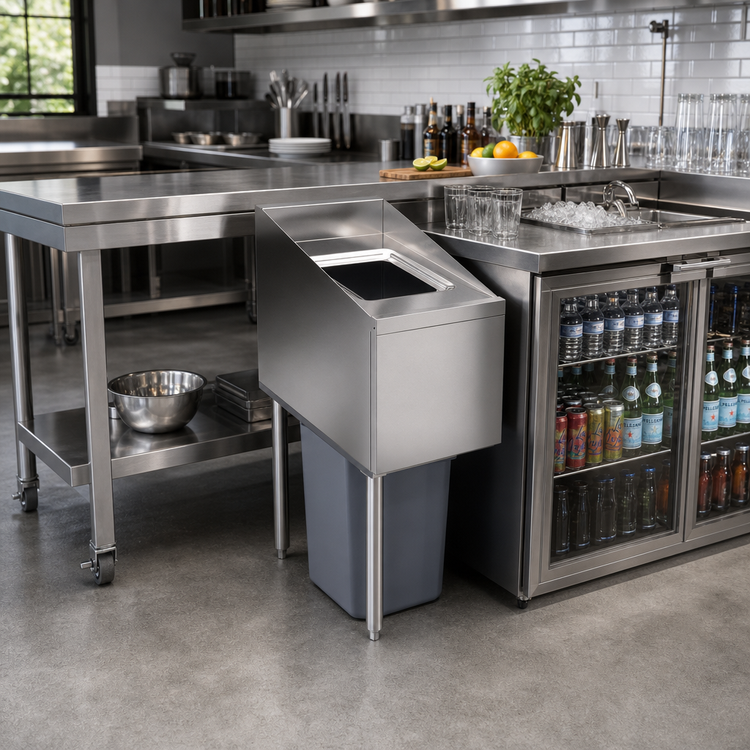 Product image #2 for Krowne Royal Series 14-Inch x 24-Inch Underbar Trash Station with Left Legs