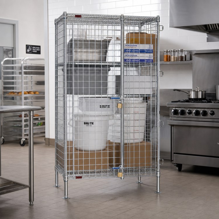 Product image #2 for Eagle Group QuadTruss Stationary Chrome-Plated Open-Wire Security Cage with Dual Padlock Doors, 39-1/4" W x 27-1/4" D x 67" H