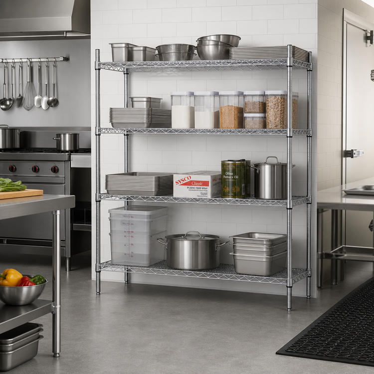 Product image #2 for Metro Super Erecta Chrome Plated Stationary Starter Wire Shelving Unit, 60"W x 21"D x 63"H, 4 Shelves