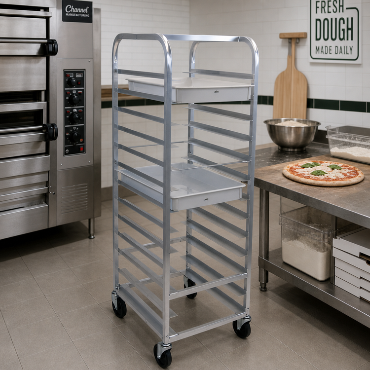 Product image #3 for Channel Manufacturing Full-Height Aluminum End-Load Pizza Pan and Dough Box Rack
