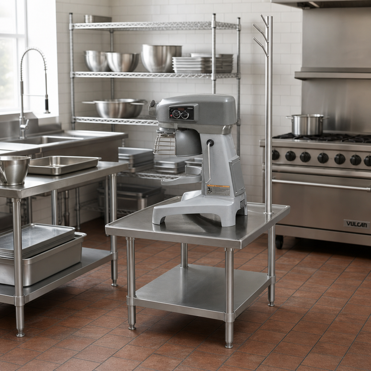 Product image #2 for Advance Tabco 36-Inch x 36-Inch Stainless Steel Equipment Stand with Utensil Rack