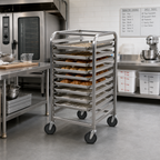 Thumbnail image #2 for Compact Half-Size Mobile End-Loading Aluminum Pan Rack, 10 Full-Size Sheet Pan Capacity
