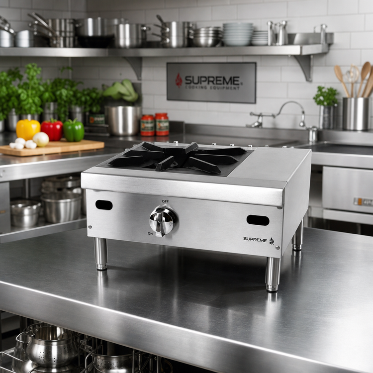 Product image #2 for Supreme 12-Inch Floor Model Gas Hot Plate, 1 Burner, 27,500 BTU