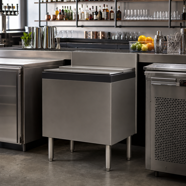Product image #2 for Perlick Top Shelf Extra Capacity Modular Underbar Ice Bin/Cocktail Unit, 24 Inch x 24 Inch, 75 lb. Capacity
