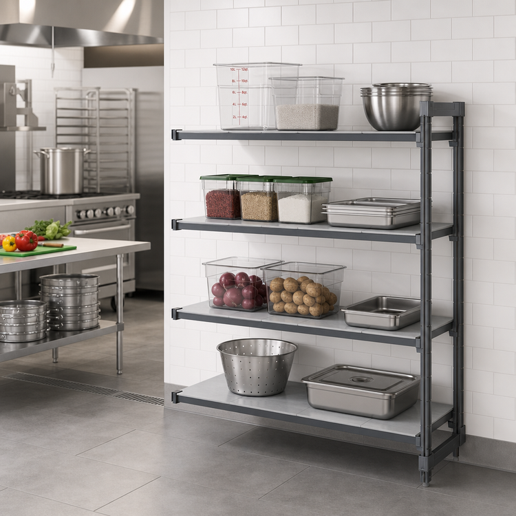 Product image #2 for Cambro Camshelving Basics Plus 4-Shelf Solid Add-On Shelving Unit, 18 x 60 x 84 Inches, Brushed Graphite
