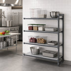 Thumbnail image #2 for Cambro Camshelving® Basics Plus CBA186084S4580 4-Shelf Solid Add-On Shelving Unit, 18 x 60 x 84 Inches, Brushed Graphite