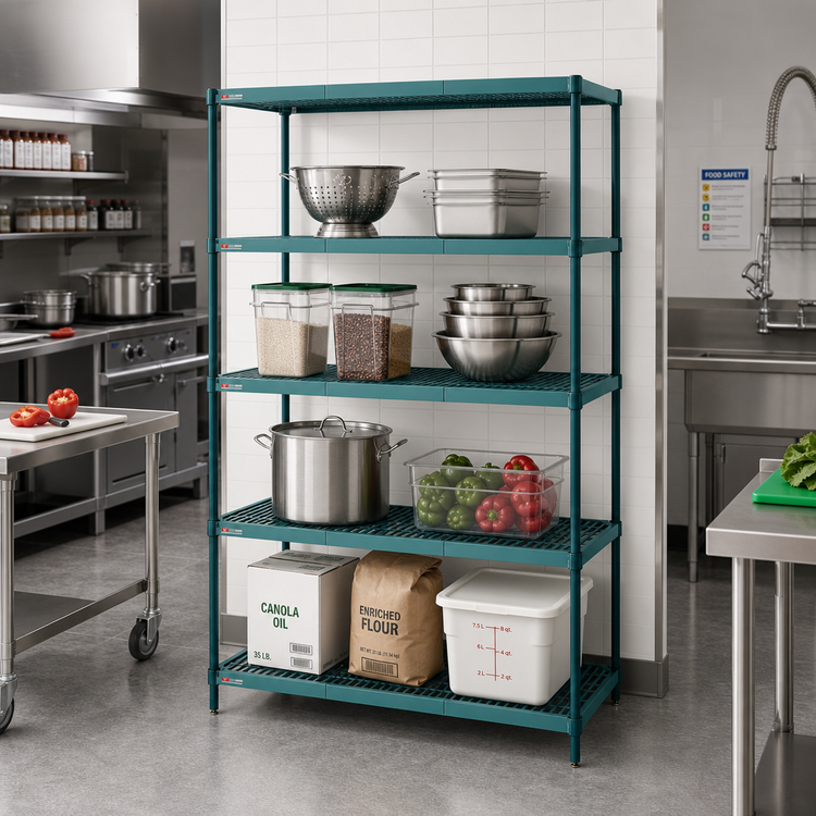 Product image #2 for Metro Super Erecta Pro Louvered Stationary Polymer Shelving Starter Unit, 18 x 42 x 63 Inches, 4 Shelves, Green