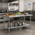 Thumbnail image #2 for 72 Inch x 14 Inch Stainless Steel Reinforced Top Work Table with Adjustable Undershelf