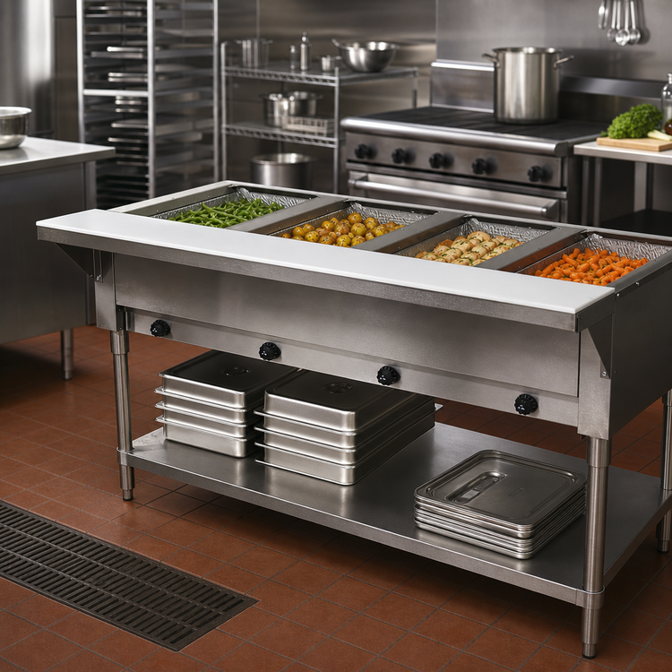 Product image #2 for Advance Tabco Triumph Supreme Natural Gas 4-Well Open Well Hot Food Table with Undershelf