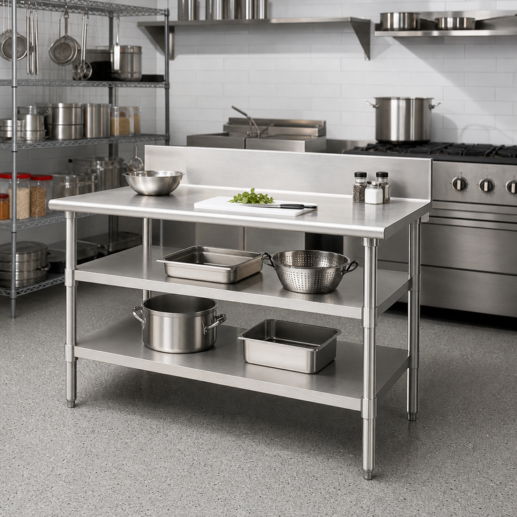 Product image #2 for Adjustable Galvanized Work Table Undershelf, 48" W x 30" D