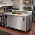 Thumbnail image #2 for Advance Tabco Special Value Series Economy Enclosed Work Table with Cabinet Base, Mid-Shelf, Sliding Doors, 84 x 24 Inches, 16 Gauge 304 Stainless Steel Top, 5 Inch Backsplash