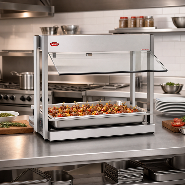 Product image #2 for Hatco Glo-Ray® Countertop One-Pan Hors D'Oeuvres Warmer with Heated Base and Sneeze Guard