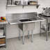 Thumbnail image #2 for John Boos E-Series 1-Compartment Sink with Dual Drainboards, 18-Gauge 300 Series Stainless Steel, Galvanized Legs