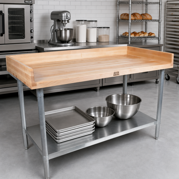 Product image #2 for John Boos DNS09-X Baker's Top Wood Work Table with Galvanized Base, 72 x 30 Inches