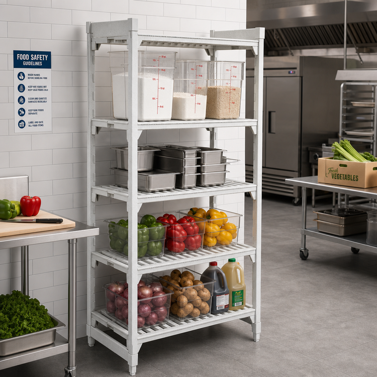 Product image #3 for Cambro Camshelving Premium 4-Tier Vented Stationary Starter Unit, 21 x 36 x 84 Inches, Speckled Gray