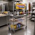 Thumbnail image #2 for Metro Super Erecta 3-Shelf Grab N' Go Breakfast Cart, 48 x 24 Inches, Stainless Steel Top