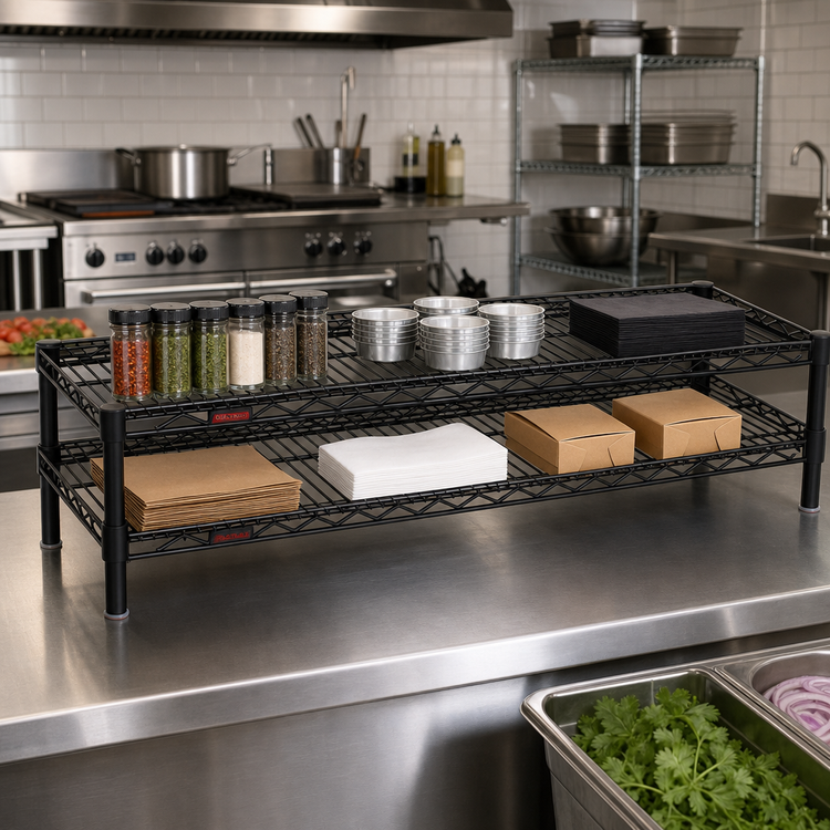 Product image #2 for QuadTruss Front Case Merchandise Wire Shelving Unit, 2-Tier, 24 x 14 x 14 Inches, Black Epoxy