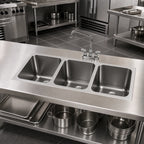 Thumbnail image #2 for Vollrath 12123-2 3-Compartment Weld-In/Undermount Stainless Steel Sink, 18-Gauge, 14 x 12 x 12-Inch Compartments