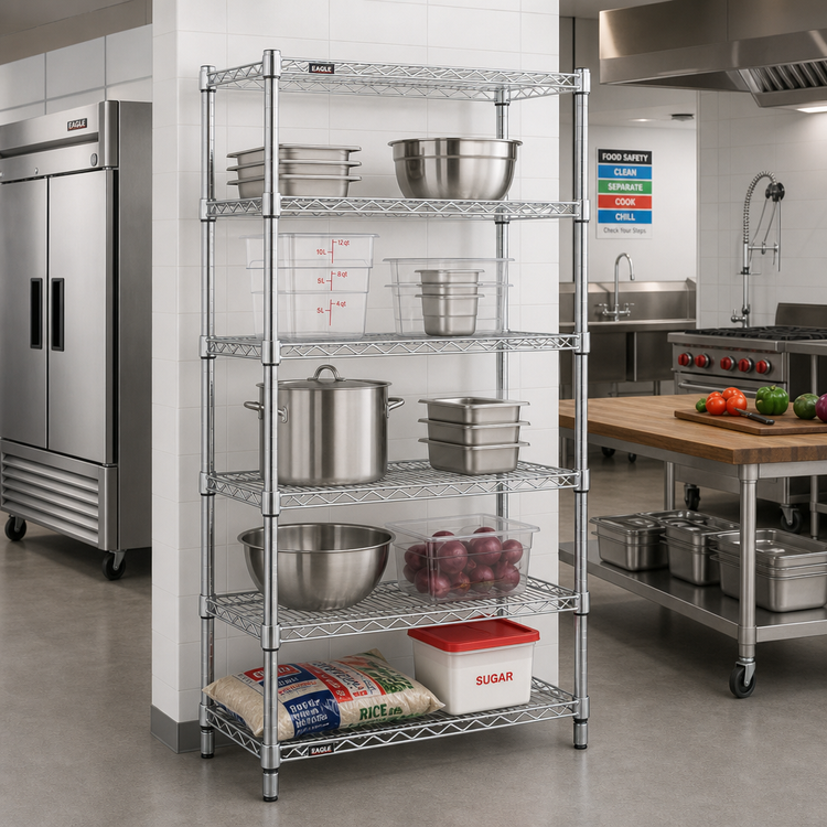 Product image #2 for Eagle Group 5-Tier Chrome-Plated Wire Shelving Starter Unit, 42W x 21D x 86H