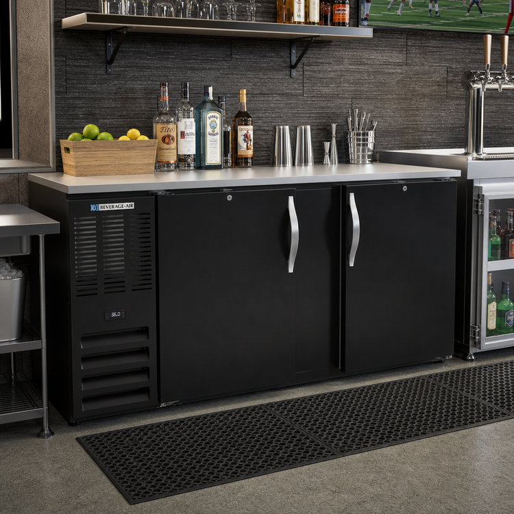 Product image #2 for Beverage-Air BB68HC-F-B Two-Section Food-Rated Back Bar Refrigerator with Solid Doors, 68 Inch, Black