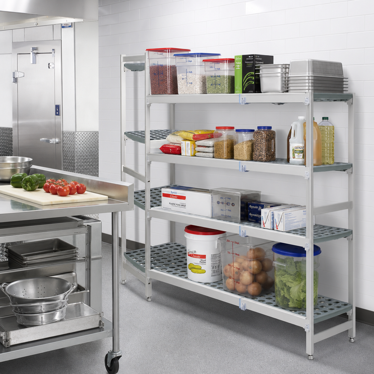 Product image #2 for Fermostock 4-Tier Corner Expansion Polymer Shelving Unit, 64" W x 22" D x 71" H