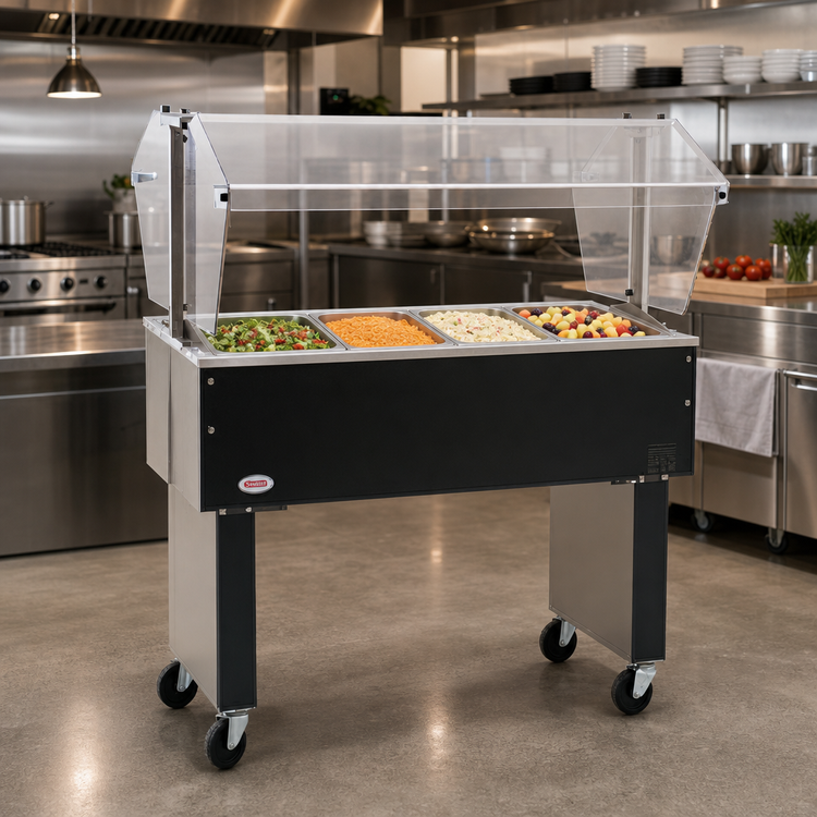Product image #2 for Service Mate Deluxe Portable Buffet Cold Pan Unit, 4-Pan, Ice Cooled, 63-1/2-Inch Wide