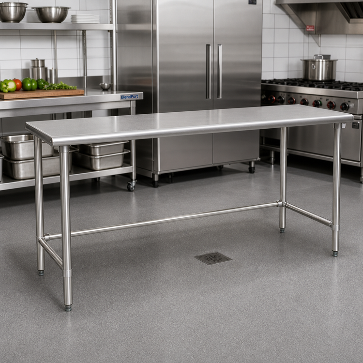 Product image #2 for BlendPort Budget Series 72" x 24" 430 Stainless Steel Open Base Work Table