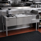 Thumbnail image #2 for Eagle Group 1800 Series BM62-18L 62-Inch Underbar Drainboard, Center Ice Bin & Blender Unit with Liquid Waste Chute, 75 lb. Ice Capacity